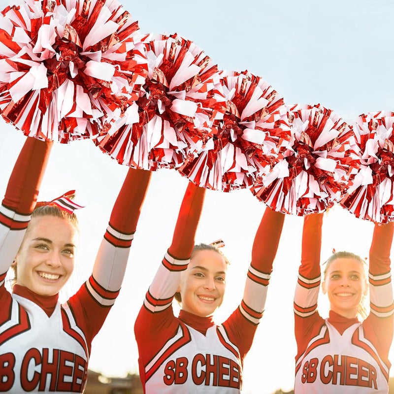 HOLENGS 4Pcs Upgraded 12inch Metallic Cheerleading Pom Poms, Cheerleader Pompoms Cheer Poms for Kids Adults, Cheering Squad Pompoms for School Sports Games Dance Party - Image 5